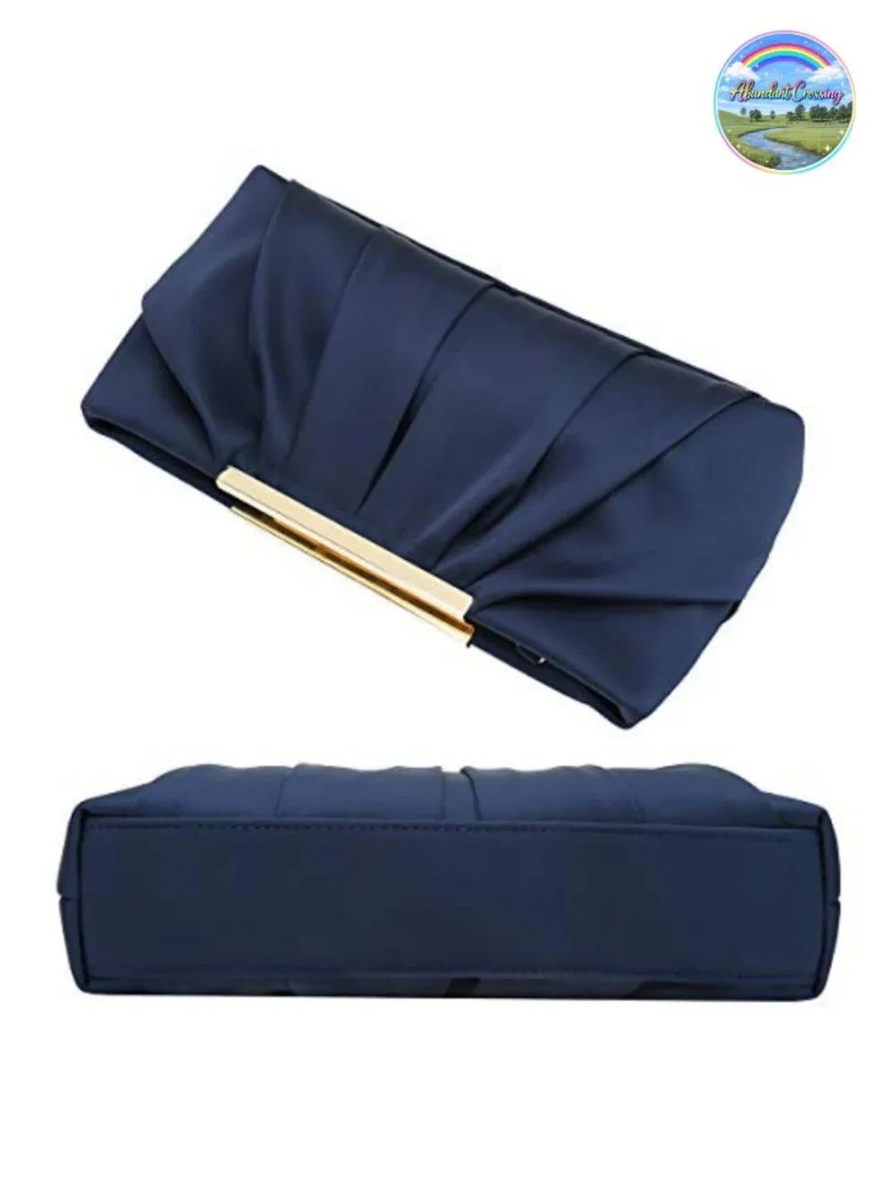 Women's Pleated Satin Evening Clutch Bag with Detachable Chain, Formal Party
